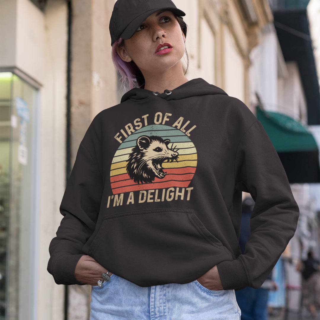 Vintage Opossum Unisex Hoodie - I'm a Delight