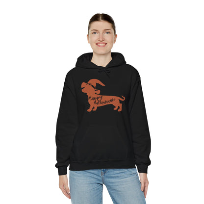 Hooded Sweatshirt - Dachshund Silhouette Happy Halloweenie