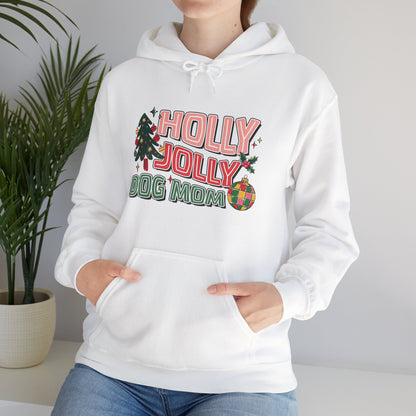 Holly Jolly Dog Mom Christmas Hoodie