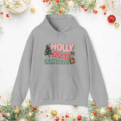 Holly Jolly Dog Mom Christmas Hoodie