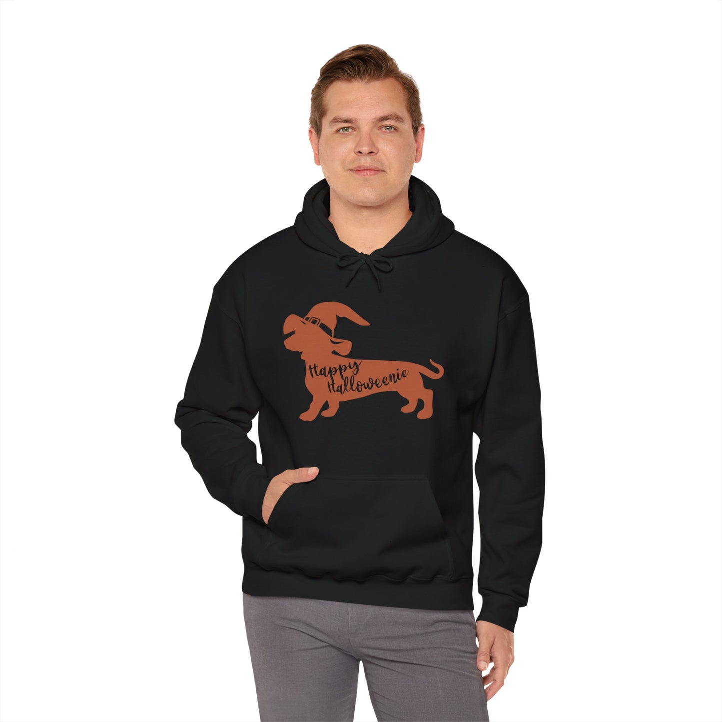 Hooded Sweatshirt - Dachshund Silhouette Happy Halloweenie