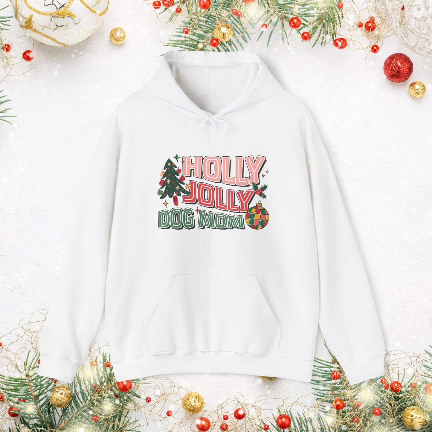 Holly Jolly Dog Mom Christmas Hoodie